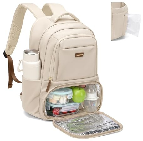 GOLF SUPAGS Sac a Dos Isotherme, Sac à Dos Ordinateur 16 Pouces, Sac à Dos Déjeuner avec Compartiment Isotherme, pour Camping Voyage Collège Travail (Abricot)