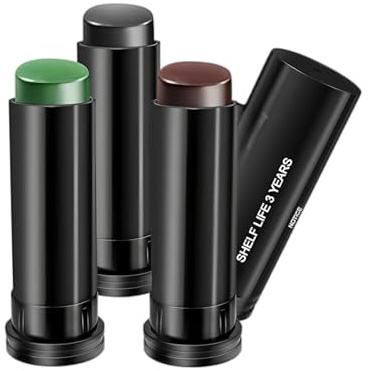 Kit de 3 Piezas de Pintura Facial de Camuflaje, Face Cream Blush, Ideal para el Maquillaje Face Durante Entrenamientos de Supervivencia, Caza y Actividades al Aire Libre- (Negro, Marrón, Verde)