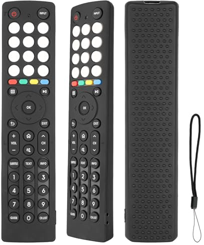 Funda para mando a distancia de silicona compatible con Hisense EN2J36H EN2D36H EN2F36H EN2N36H EN2V36H EN2K36H EN2Q36H EN2C36H TV mando a distancia cubierta protectora antigolpes con un cordón(Negro)
