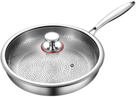 Ultra-reptålig 26 cm titanpanna med hamrad non-stick-beläggning och lock, hållbar näringspanna för matlagning, ergonomisk design, lätt att rengöra, perfekt för hälsosamma måltider