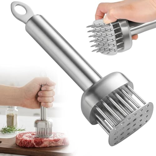 TCETCY Batticarne in Acciaio Inossidabile 304 per Aghi 24, Inteneritore per Carne in Acciaio Inox Strumento per Inteneritori di Carne Martello di Carne per Ammorbidire la Carne Batticarne ad Aghi