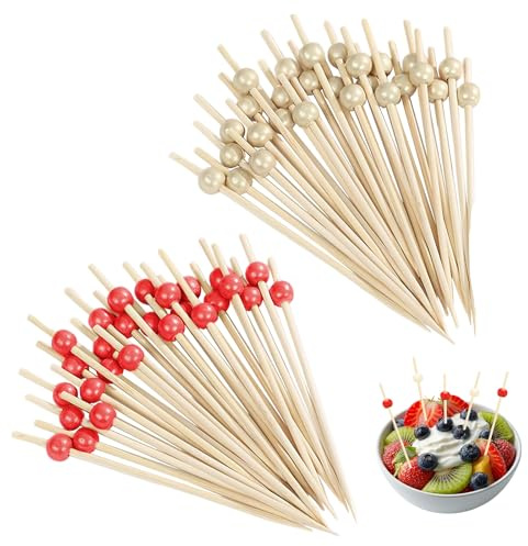 Lwezgi 400 artículos Pinchos para aperitivos para aperitivos de madera para cócteles, brochetas de frutas, pinchos de queso para bodas, fiestas, reuniones anuales, barbacoas