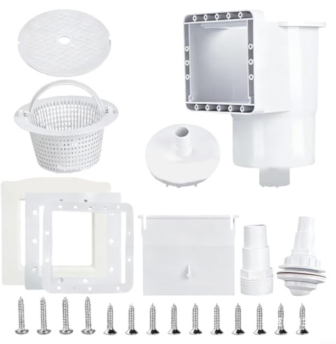 SP1091LX Above Ground Pool Skimmer Kit for Most Pools, Plastic Replacement with 6-Inch Intake, Complete Set Including Faceplate and Basket for Clean Water