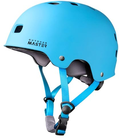 OutdoorMaster Skateboard Cycling Helmet - Two Removable Liners Ventilation Multi-Sport Scooter Roller Skate Inline Skating for Kids, Youth & Adults - S - Blue