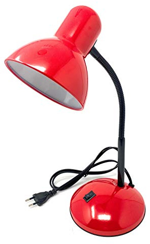 Vetrineinrete® Lampada da scrivania con braccio flessibile snodabile luce lume da tavolo orientabile da cameretta (Rosso) M74