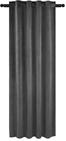 WOLTU Samtvorhänge, für Schlafzimmer Wohnzimmer, Verdunklungsvorhang mit Kräuselband Thermogardine, 300 g/m² Schwere Samtige, 140 x 225 cm, Grau