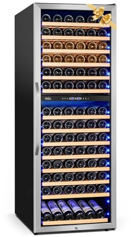 Velieta 24 Inch Wine Cooler Fridge Dual Zone, Professional Large Capacity High Wine Refrigerator with Powerful Compressor, Quiet Operation and Elegant Design-KMHJ408D