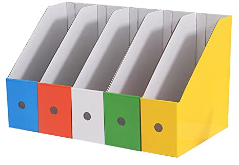 Bestevery 5 Pièces Porte Revues Dossiers Bureau, En Carton, Fichier Boîte Range Revue, Kraft Rangement Avec Autocollant, Pour Fichiers, Dossiers, Fournitures De Bureau