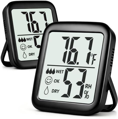 Antonki 2 Pack Room Thermometer for Home, Hygrometer Indoor Humidity Meter Gauge, Digital Temperature and Humidity Monitor Sensor for House, Terrarium, Incubator, Greenhouse - Battery Included