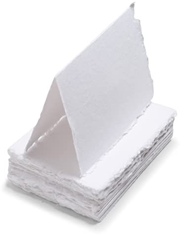 Wanderings Handmade Deckle Edge Tent Paper – Folded to 13x18 cm – 150 GSM - 25-Pack – Textured Cotton Paper – Ideal for Place Cards, Blank Name Cards, Table Settings, Gift Tags, Love Notes