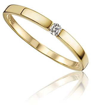 Miore's Lab Diamonds, Anello di Fidanzamento con Solitario in Oro Giallo 9 carati 375 con Diamante da Laboratorio 0,05 Carati.