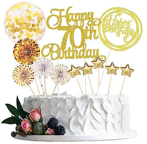 Jxuzh Lot de 70 Décorations de Gâteau pour 70 Ans - Noir - Anniversaire Femme