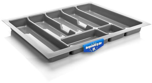 BigDean Universal Besteckeinsatz für Schubladen 60 cm - Zuschneidbar - Schubladeneinsatz aus Kunststoff 530x430mm - Besteckkasten silber-grau - Made in Europe