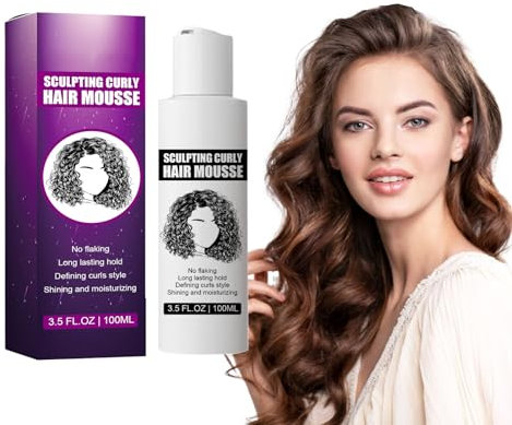 Sculpting Curly Hair Mousse, Creme Coiffante Femme pour Cheveux, Mousse Volume Pour Cheveux Bouclés Curl Boost Defining Cream, Produits de coiffage des Boucles, Hydrate & Nourrit, Définit les Boucles