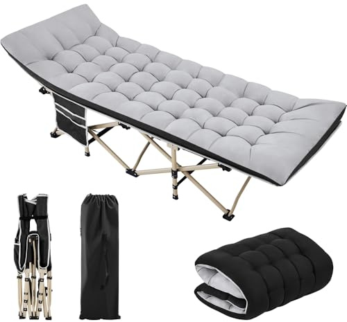 Yaheetech Brandina Lettino da Campeggio con Cuscino Pieghevole Portatile Letto da Tenda Leggero con Borsa da Trasporto per Dormire Singolo da Giardino Spiaggia Caricabile Fino a 150 kg