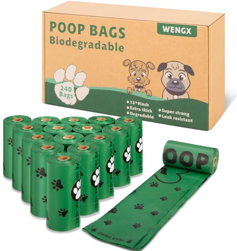 Poo Bags for Dog Waste, 240 Large Poop bags Super Strong 100% Leak Proof Pet Waste Bag rolls