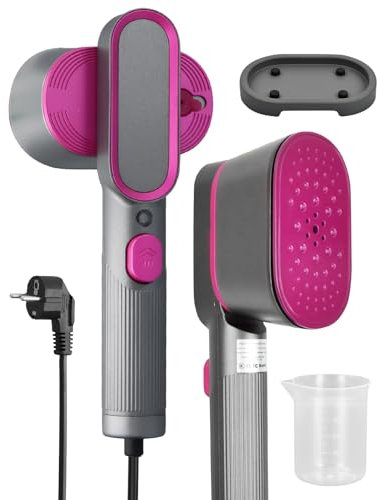 Litinliv Ferro da Stiro a Vapore Viaggio, 2-in-1 Stiratrice a Vapore Portatile, Vaporizzatore per Abiti Verticale, con 60 ml Serbatoio dell'Acqua, Misurino e Base Isolata, 1000W