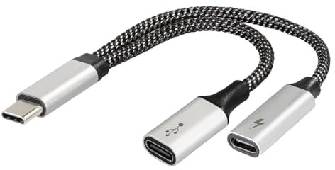 Maxtrack USB-C Splitter Adapterkabel 2-in-1 - MA11L, USB-C Splitter, OTG & 60W Schnellladeanschluss, Datenübertragung, Musik hören & Aufladen gleichzeitig, Kompatibel mit Smartphone, Tablet, Laptop