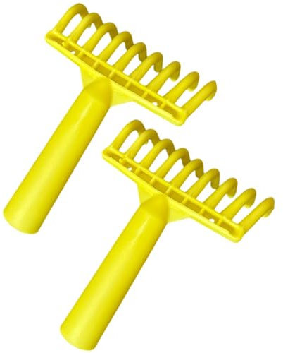 Pack 2 Rastrillos de 9 Dientes para Aceitunas, Rastrillo de Plástico Amarillo para Recogida de Aceitunas