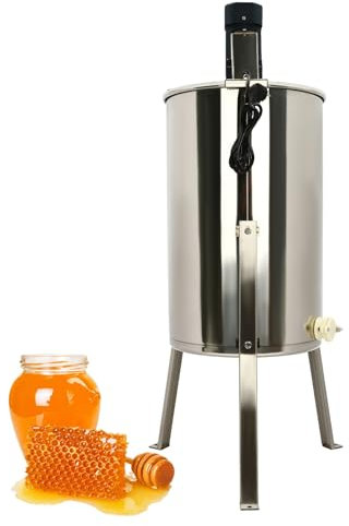 Elektrisch Honigschleuder, 2/4 Waben Rahmen Edelstahl Extraktor Tangentialschleuder, Ø380 Honigextractor mit Deckel, 140W 370RPM Bienenzüchter Diagonalschleuder