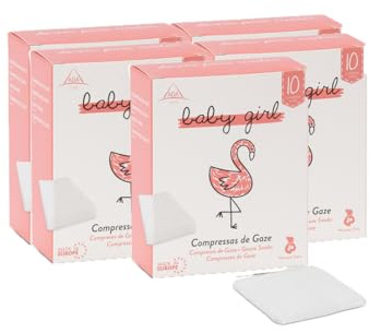 ADA Confort | Compresas Gasa Estériles de Algodón 100% para Bebé | Uso Clínico y Domestico | Suaves, Hipoalergénicas y Desechables | Pack 5 Unidades (5×5 cm) | Niña