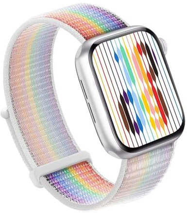 VELORE För Apple Watch Band 49MM 45MM 44MM 42MM 41MM 40MM 38MM, Dam Herr Sport Nylon Loop Band För IWatch Series Ultra 8 7 6 5 4 3 2 1 SE(Pride white,42/44/45/49mm)