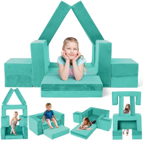 Gilire 2025 Neuestes Spielsofa | Spielsofa für Kinder | Kindersofa aus 7 Schaumstoff Bausteine, Flexibel Kombinierbare Kinder Couch Modulares Spielsofa zum Spielen, Kreativsein, Schlafen