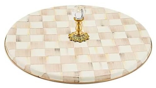 MACKENZIE-CHILDS Cheese Course, Cute Cheese Board and Serving Board for Charcuterie, Brown-and-White Mocha Check