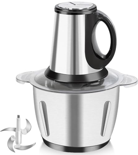 Krossare kök elektrisk, elektrisk multihackare, 2 l skål i rostfritt stål, 3 hastighetsinställningar, 300 W chopper köttsmör mixer kvarn för kött lök nötter grönsaker babymat