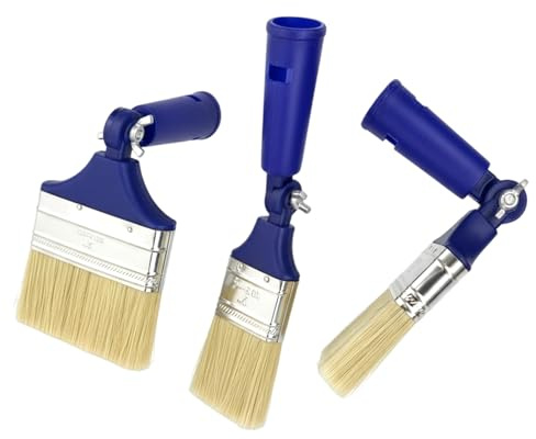 Axvxby Confezione da 3 pennelli estensibili per pareti, soffitti, multi angolo, manico lungo regolabile per recinzioni, macchie di legno, vernice fai da te, decorazione accurata dei bordi