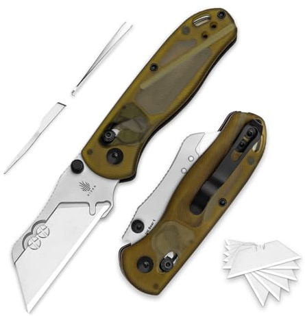 Kizer Drop Bear (dubbla skruvar) Hopfällbar universalkniv, låsbar kartongkniv EDC Fickkniv med 10 rakblad, fickknivar med fickklämma för män och kvinnor V3619JA4