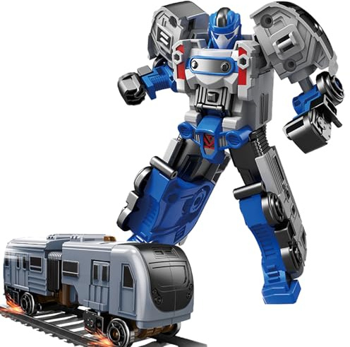 AtomDream Tech Transforming Robot Toy Car for Boys Ages 3-7 – 2-in-1 Action Figure Car Toys, Friction Powered Transforming Vehicle, Educational Robot Toy, Birthday Gift for Kids Boys Girls (Blue)