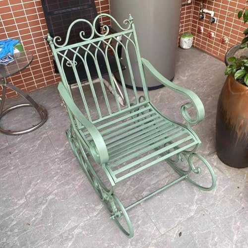 Chaise à bascule de jardin en fer forgé - Banc de terrasse élégant pour décoration de parc et de jardin - 55,9 cm - Vert - Meubles pour la relaxation et le confort