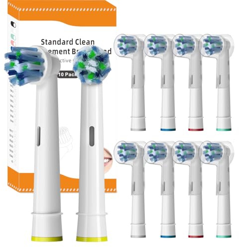 Aovgalior 10 Bürstenköpfe Geeignet für Braun Oral-B Pro Series P2000 Vitality Genius Triumph Trizone Elektrische Zahnbürsten Kompatibel mit Oral-B Elektrische Zahnbürsten Ersatzköpfen CrossAction Weiß