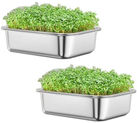 VNLCPX Germinatore per Semi Set da 2, Semenzaio Germinazione in Acciaio Inox, Germogliatore per Semi Alimentari Germogli Microgreens