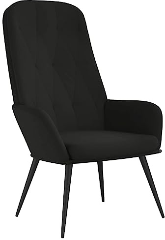 Roanoer Poltrona relax nera in velluto, moderna poltrona imbottita con struttura in metallo, comoda poltrona per TV per soggiorno e camera da letto, poltrona ergonomica, 70 x 77 x 98 cm
