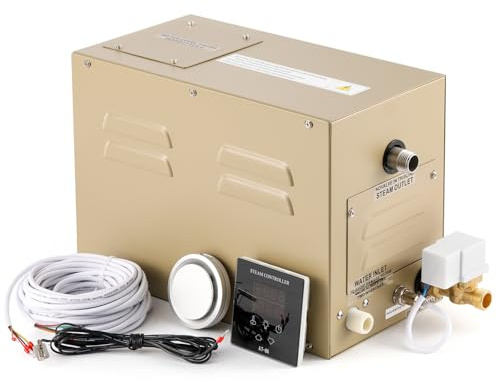 Hapyvergo Steam Shower Generator Kit 3KW for Bath Sauna SPA, Self-draining System, Aromatherapy Steam Head, LED Waterproof Controller, 12-Hour Timer 77-131℉ For Home Commercial Use