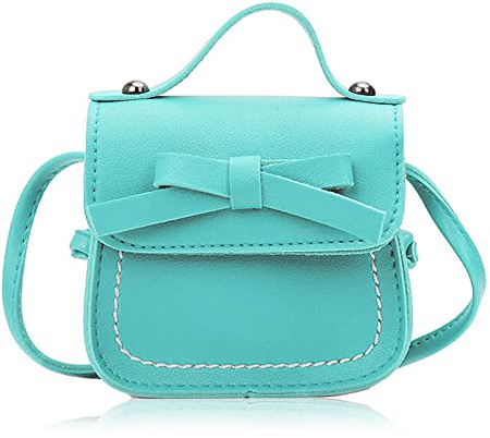 Spldsun Mini Sac à Bandoulière Corps Croix, Mini Mignonnes Sac Princesse, MinSac à Main avec Nœud Papillon, pour Enfants 1 à 3 Ans (Bleu Clair)