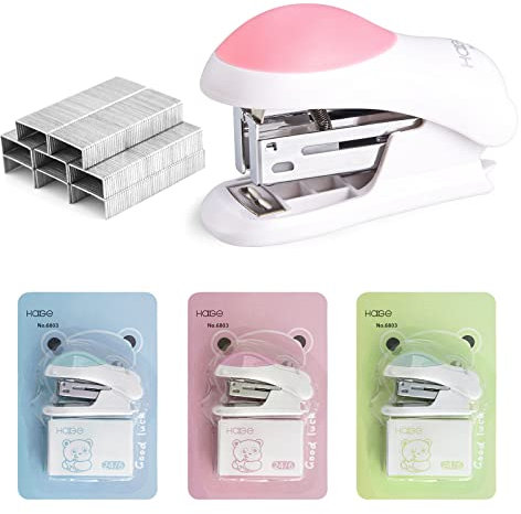 ASTARON Mini Effortless Desktop Staplers with 400 Standard 26/6 Staples, 2-24 Sheet Capacity, Includes Built-in Staple Remover, Cute Stapler Gift for Student and Office Use, 3 Colors Options