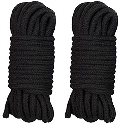 2 Stück Weiches Baumwollseil Schwarz, Kordel Baumwollseil, Dicke Weiches Baumwollseil, 10m, für Bündeln, Dekorieren(Schwarz)