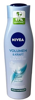 Nivea Champú para el cabello, 250 ml, sensación de volumen para cabello fino enriquecido con extracto de bambú estimulante para el crecimiento que da elasticidad al cabello con aceite de macadamia y