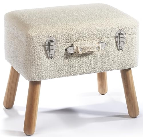 Kobolo Kofferhocker Hocker mit Stauraum Polsterhocker aus Textil - weiß - 50x35x45 cm