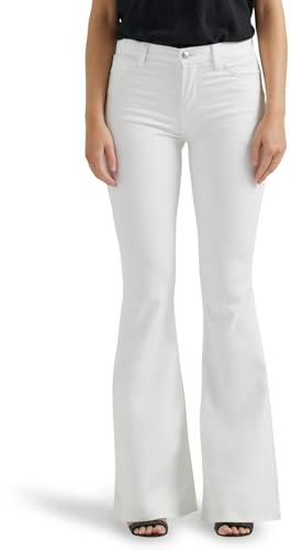 Lee Legendary Jeans Acampanados de Tiro Medio para Mujer, Blanco Brillante, 18 US