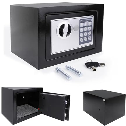 4.6L Mini Safe Tresor MöBeltresor Klein, für Zuhause mit Zahlenschloss und 2 Schlüssel, für Bargeld Medikamente Schmuck, 25 * 35 * 25 cm, Schwarz