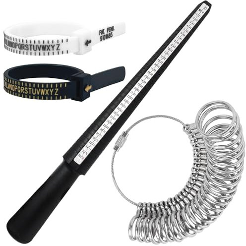 luckaide Ringgrössenmesser, 4 Stück Ringmesser Finger, Ring Größenmesser,Die Messungen Sind Präzise und Deutlich Sichtbar, Ringgrößenmesser von Ringdurchmessern, Größenstandard UK, EU, USA und Schweiz