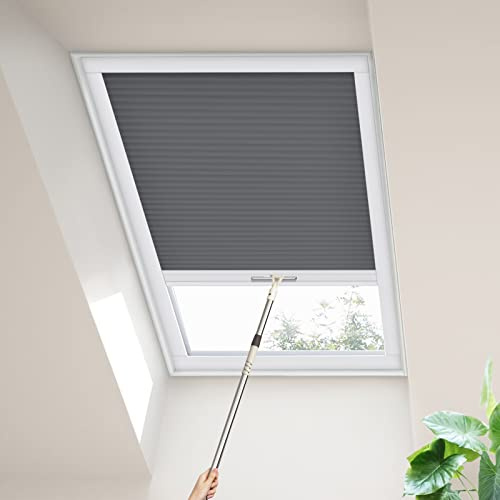 Moonice Skylight Blinds Cordless Roof Honeycomb Window Blinds Light Filtering Cellular Pleated Roof Shades for Home Easy to Install Shades for Inclined Plane Room Windows Custom Size (Blue Haze)
