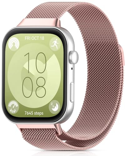 CHANRASI Metallrem kompatibel med Huawei Watch Fit 3 armband, magnetband för Huawei Watch Fit 3, rosa rosa metallarmband