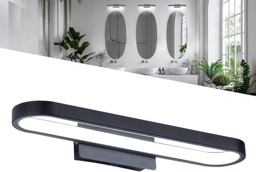 Lamptobe LED Bathroom Mirror Light with Switch 10W Over Mirror Bathroom Lights Cool White 6000K Black Bathroom Wall Light IP44 Waterproof Bathroom Shaving Light for Bathroom Hotel