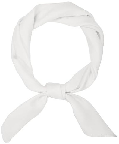 JasGood Damen Seidentuch Seide Leicht Eleganter Seidenschal Damen Bandana Halstuch Kopftuch Schal Vielseitiges Seidenschal für Frauen,Weiß