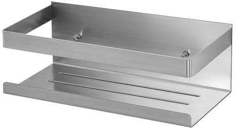 UUlioyer Mensola Doccia Senza Foratura, Porta Bagnoschiuma Shampoo da Doccia in SUS304 Acciaio Inox, 1 Pezzi Organizer Doccia (Argento- 1 Pezzi)
